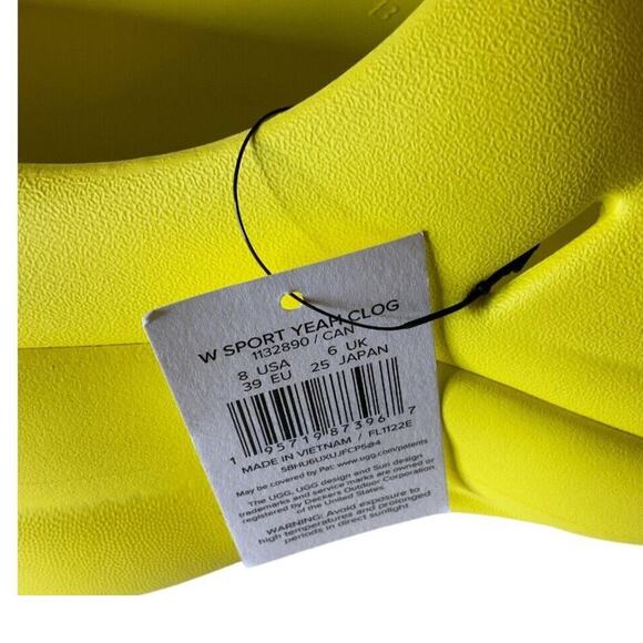 UGG Sandals Sport Yeah Clog Slip On Sliders Women's Shoes Size 8 Yellow Shoes - Picture 9 of 12